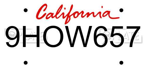 9HOW657 California License Plate