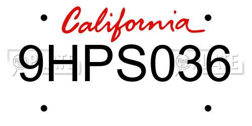 9HPS036 California License Plate