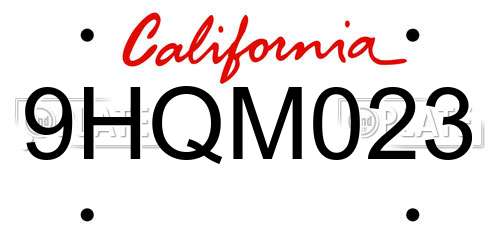 9HQM023 California License Plate