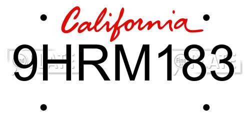 9HRM183 California License Plate