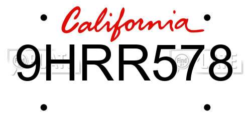9HRR578 California License Plate