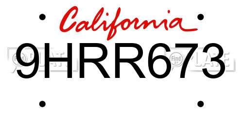 9HRR673 California License Plate