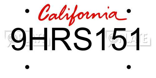 9HRS151 California License Plate