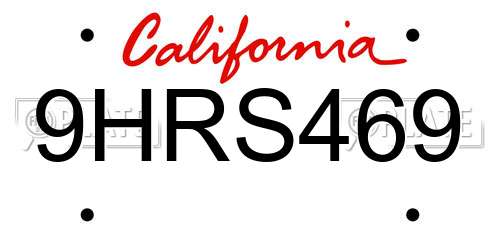 9HRS469 California License Plate