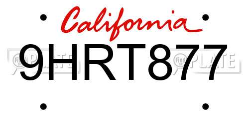 9HRT877 California License Plate