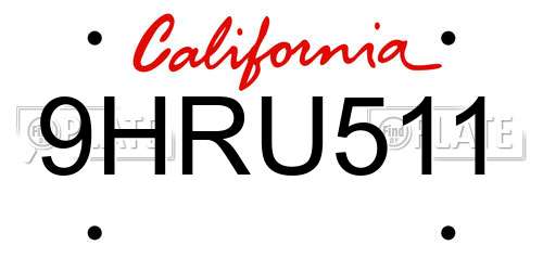 9HRU511 California License Plate