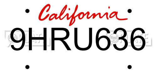 9HRU636 California License Plate
