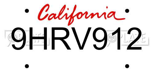 9HRV912 California License Plate