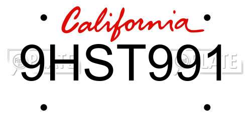 9HST991 California License Plate