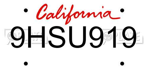 9HSU919 California License Plate