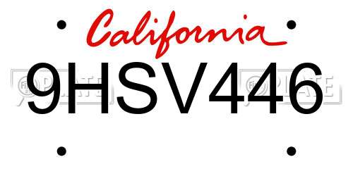 9HSV446 California License Plate