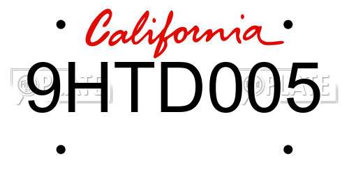 9HTD005 California License Plate