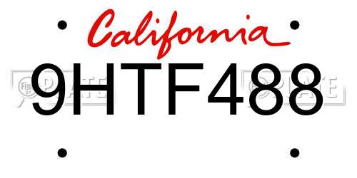 9HTF488 California License Plate