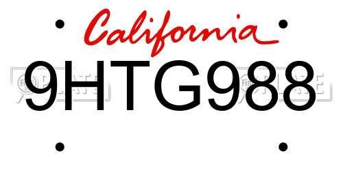 9HTG988 California License Plate