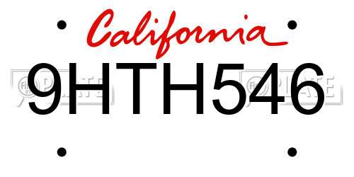 9HTH546 California License Plate