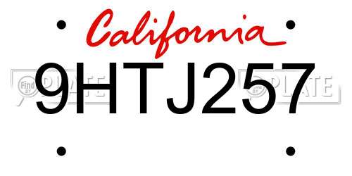 9HTJ257 California License Plate