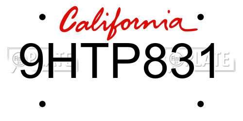 9HTP831 California License Plate