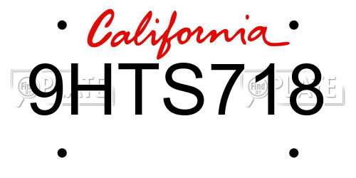 9HTS718 California License Plate