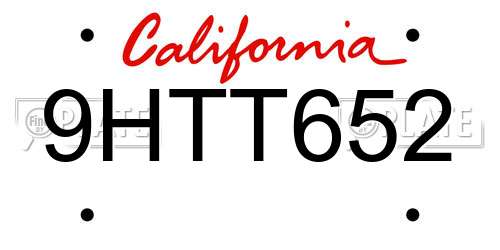 9HTT652 California License Plate