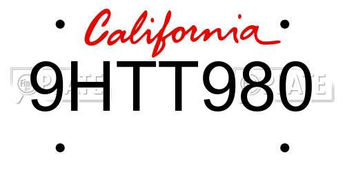 9HTT980 California License Plate