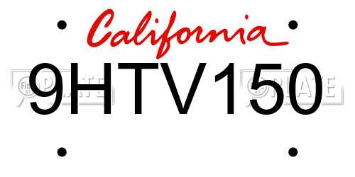 9HTV150 California License Plate