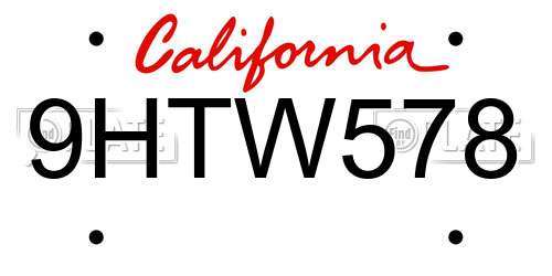 9HTW578 California License Plate