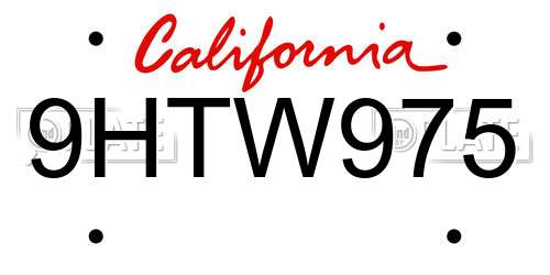 9HTW975 California License Plate