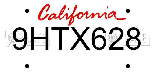 9HTX628 California License Plate