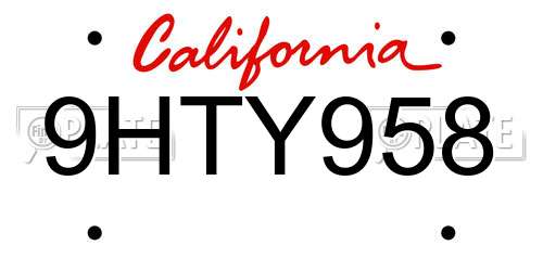 9HTY958 California License Plate