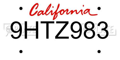 9HTZ983 California License Plate