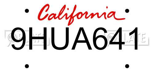 9HUA641 California License Plate