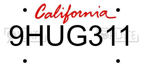 9HUG311 California License Plate