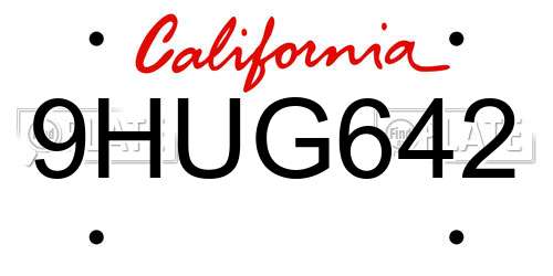 9HUG642 California License Plate