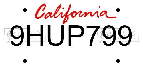 9HUP799 California License Plate