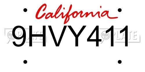 9HVY411 California License Plate