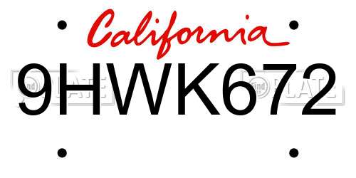 9HWK672 California License Plate