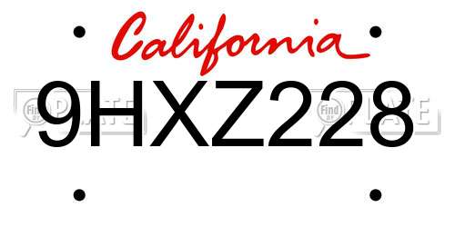 9HXZ228 California License Plate