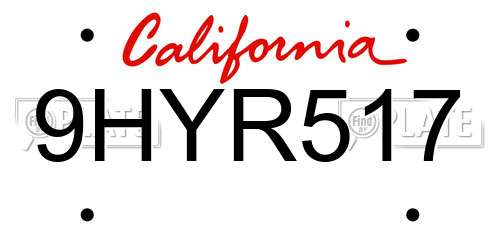 9HYR517 California License Plate