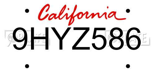 9HYZ586 California License Plate