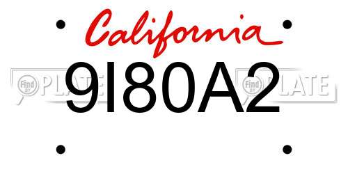 9I80A2 California License Plate
