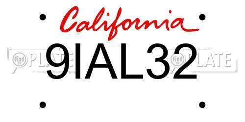 9IAL32 California License Plate