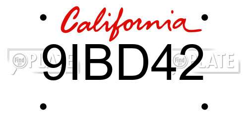 9IBD42 California License Plate