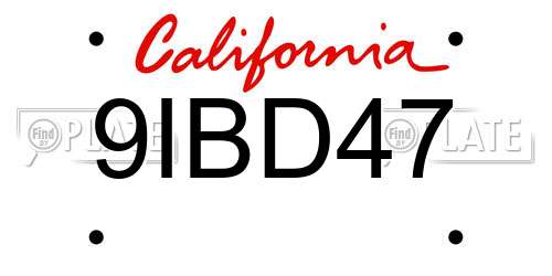9IBD47 California License Plate