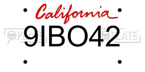 9IBO42 California License Plate