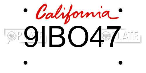 9IBO47 California License Plate