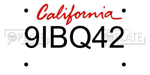 9IBQ42 California License Plate