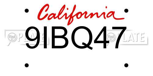 9IBQ47 California License Plate