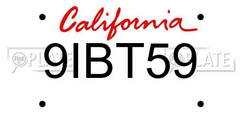 9IBT59 California License Plate