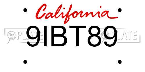 9IBT89 California License Plate