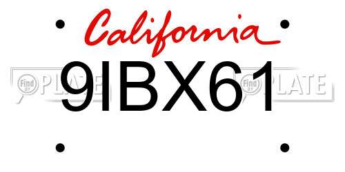 9IBX61 California License Plate